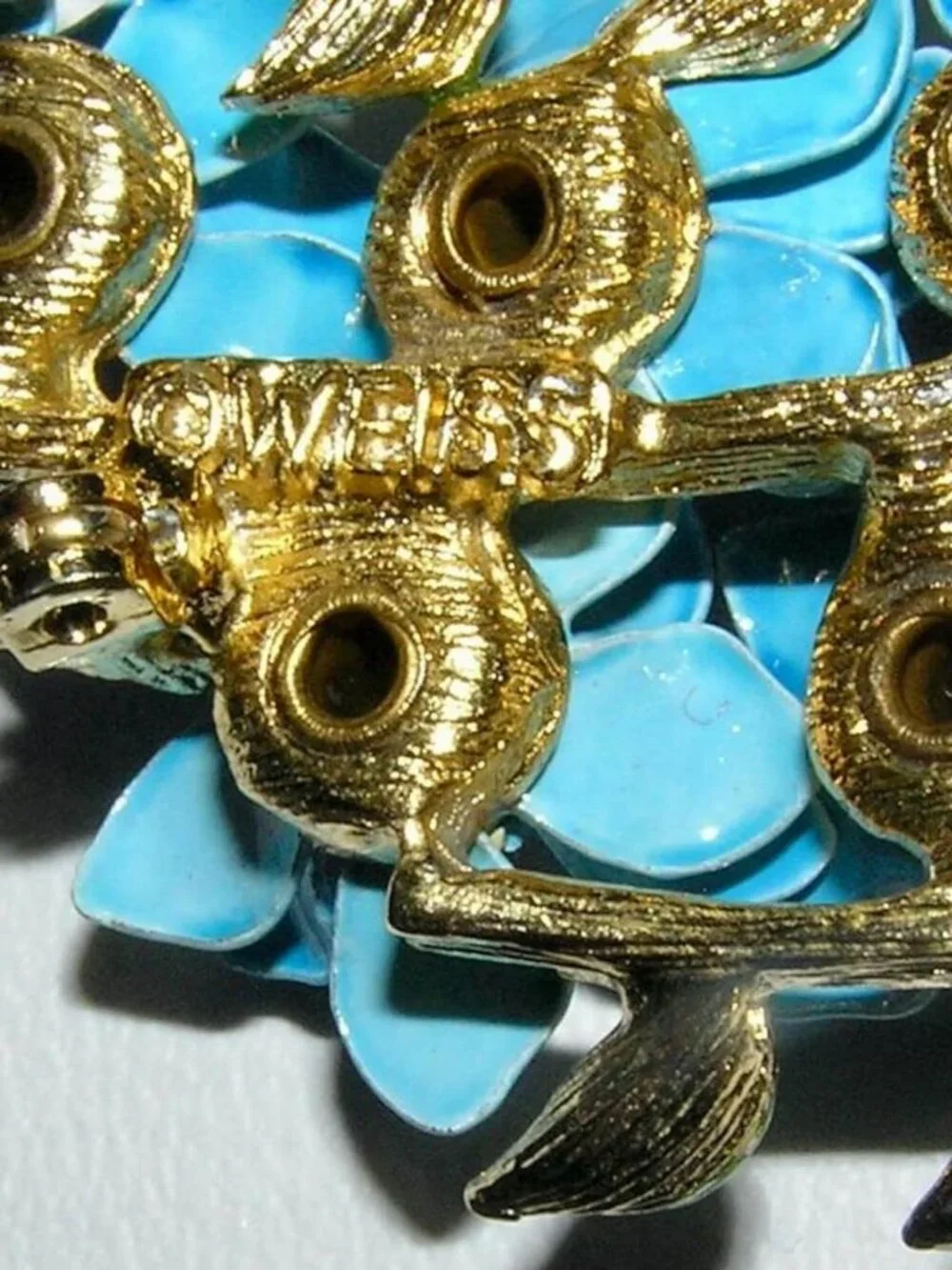 Vintage Brooch - WEISS Blue Enameled Floral